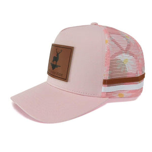 High Profile Trucker Cap- Pink Daisy