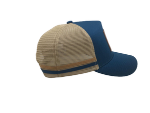High profile Trucker Cap- Blue and Sand