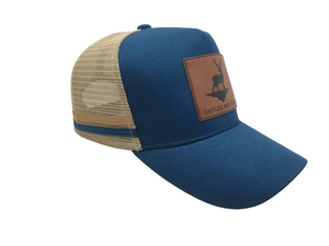 High profile Trucker Cap- Blue and Sand