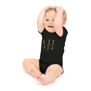 Baby Short Sleeve Bodysuit- Brown Logo