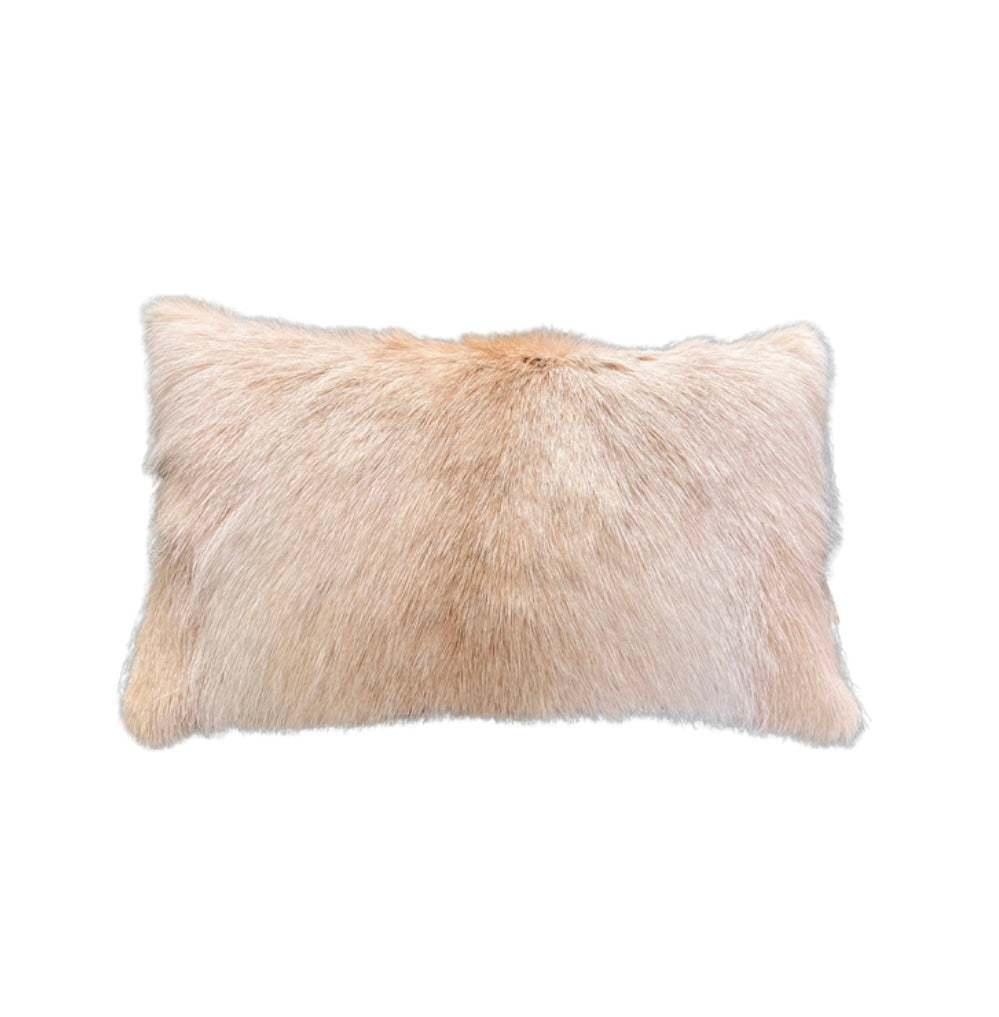 Oblong Creamy/White Tasmanian Fallow Deer Hide Cushion